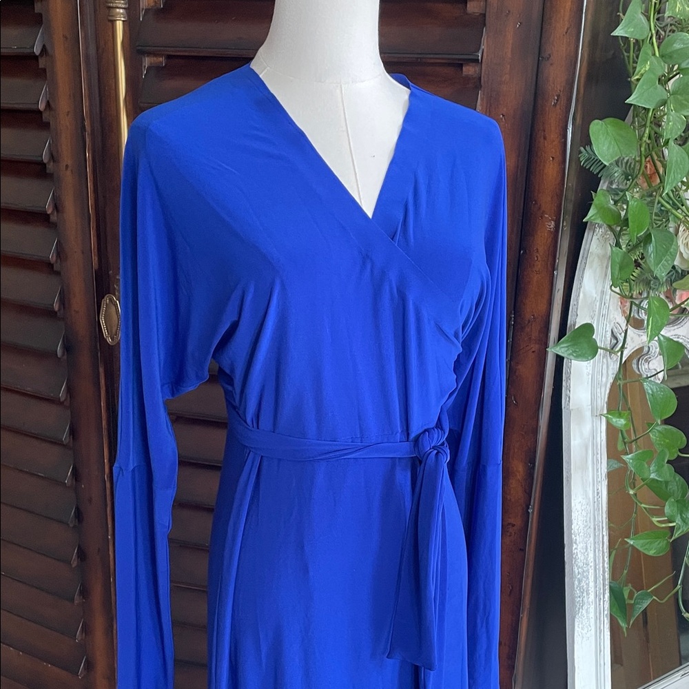 NWT Norma Kamali Dolman Wrap Colbalt Blue Maxi Dress Gown Medium 38 - Picture 4 of 13